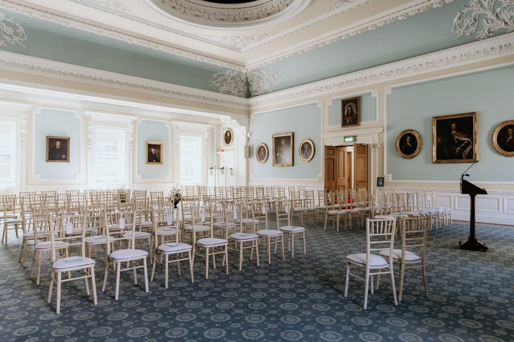 Set up for wedding ceremony at Surgeons Halls