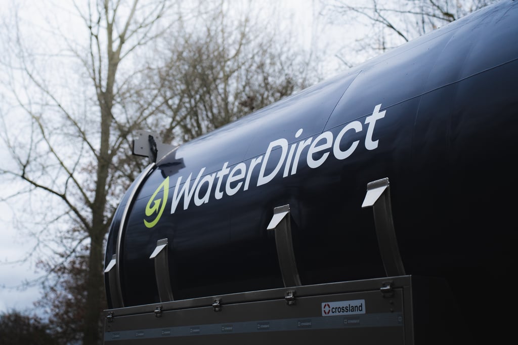 Business PR Photography of WaterDirect new branding on tanker
