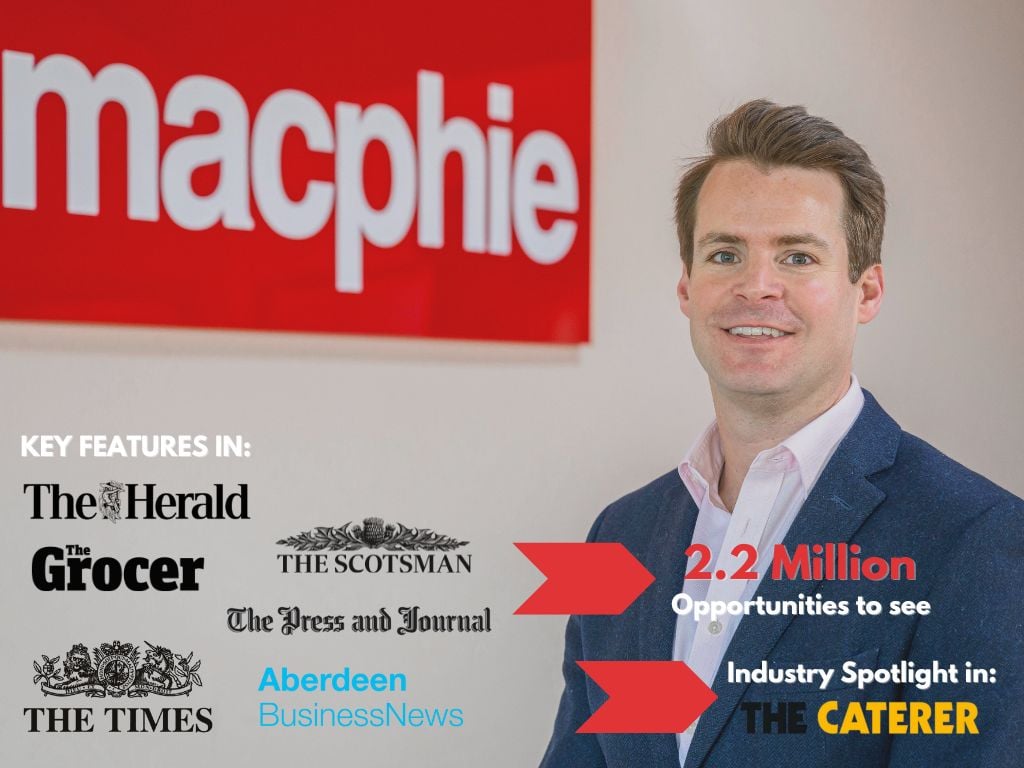 Food and Drink PR graphic shows media success for MacPhie as CEO appointment scoops stellar coverage