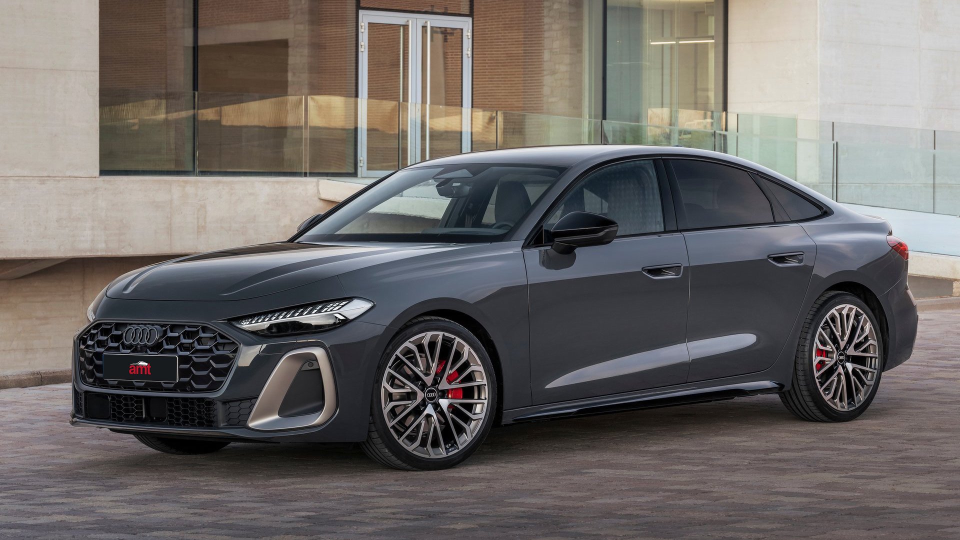 Elegant side view of the 2025 Audi A5, highlighting its aerodynamic lines and striking alloy wheels.