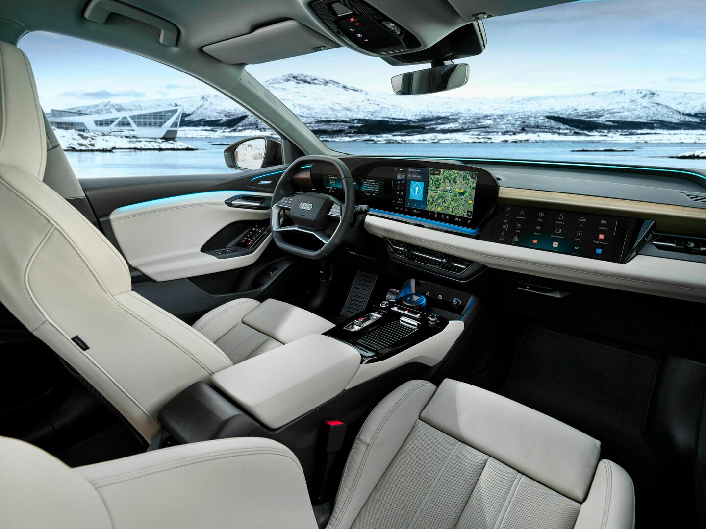 Audi Q6 interior with advanced touchscreen technology and premium comfort, available through leasing at AMT Auto.
