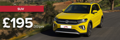 Volkswagen T-Cross SUV, available for cheap car lease deals with AMT Auto.