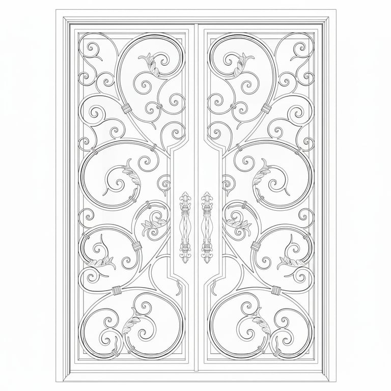 Elegant Floral Iron Door Design