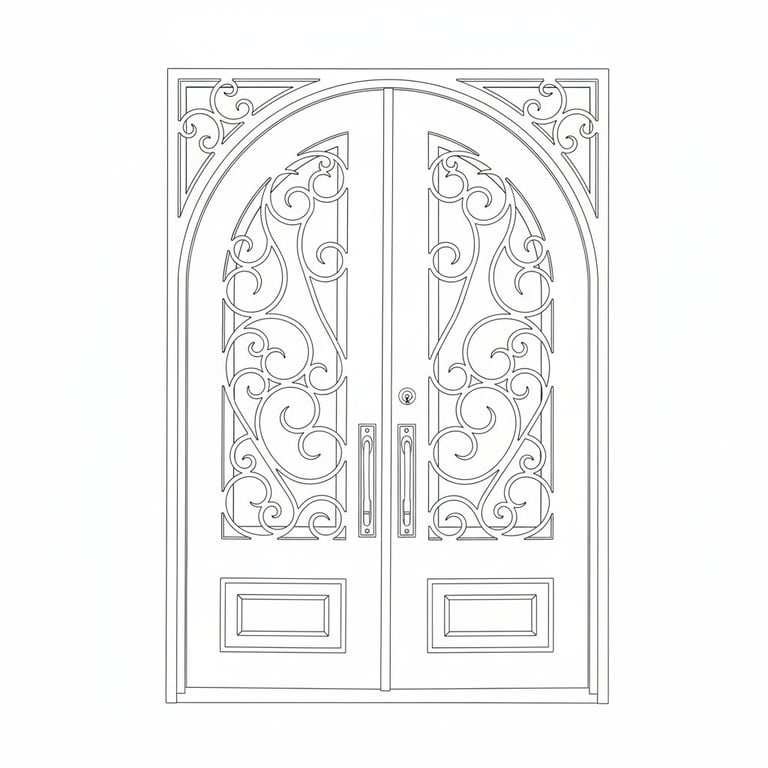 Elegant Scrollwork Double Door Design