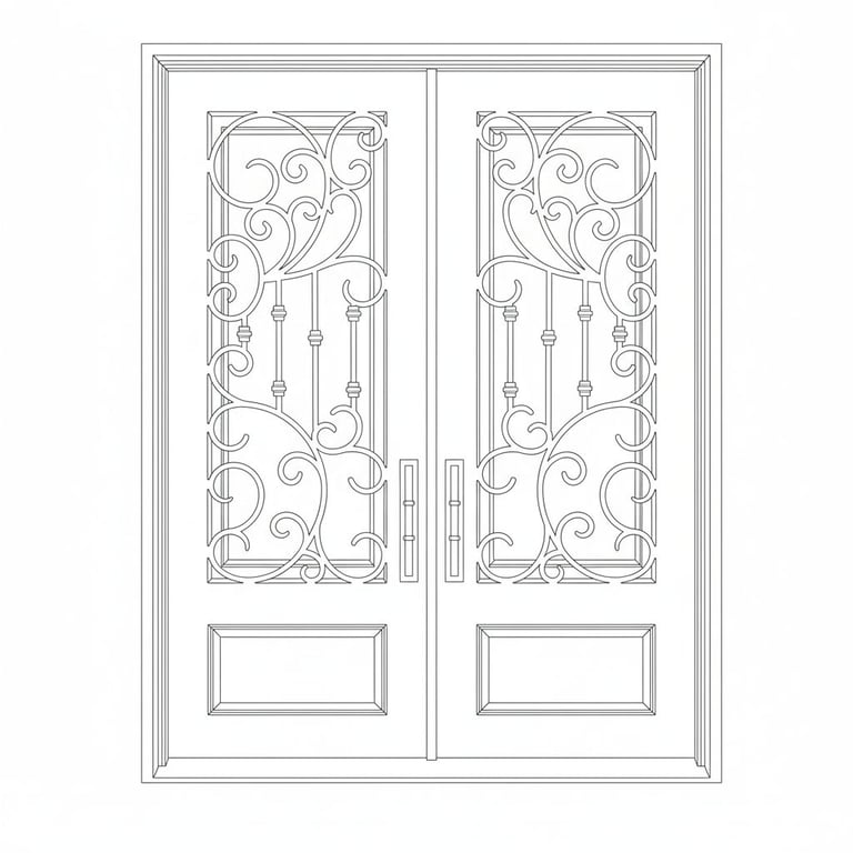 Elegant Scrollwork Double Door Design