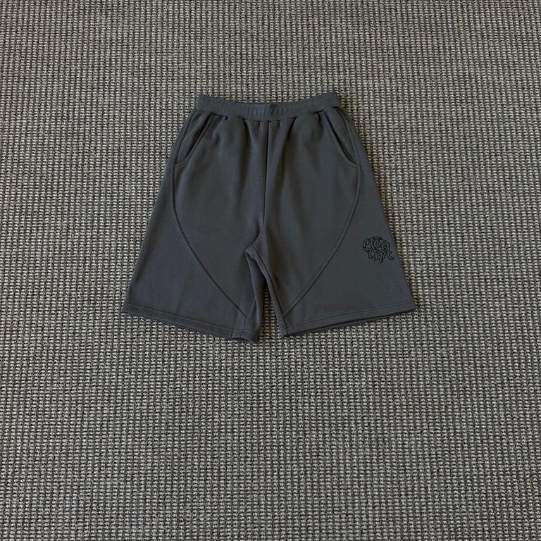 Mertra Curved Seam Embroidered Logo Shorts Grey - 4