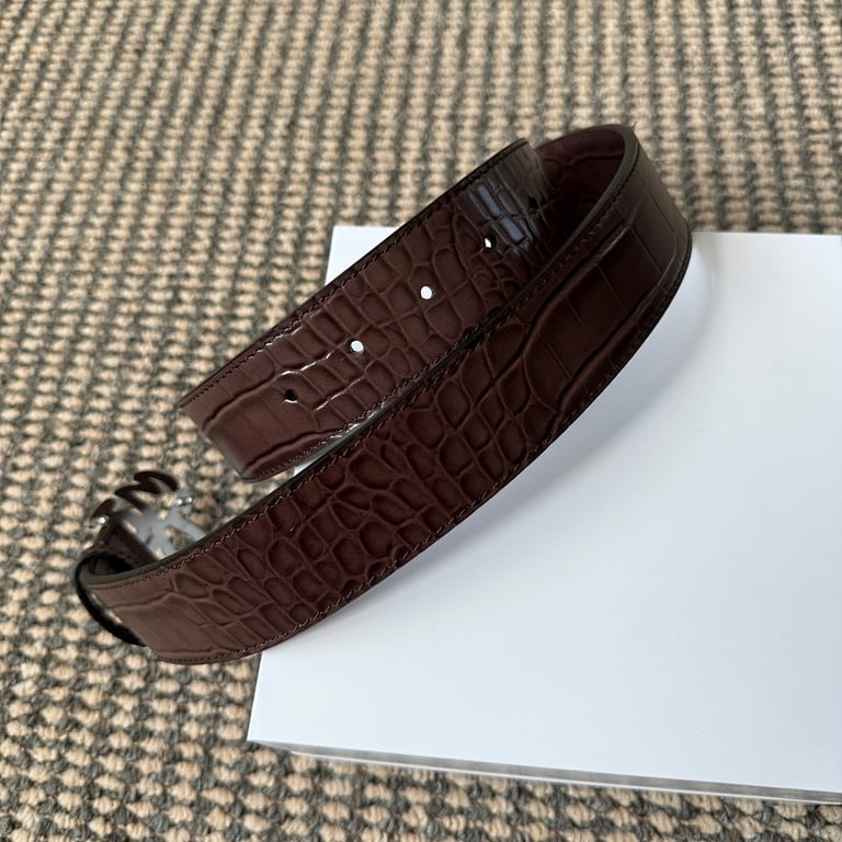 Mertra Croc-Embossed Logo Belt Brown - 11