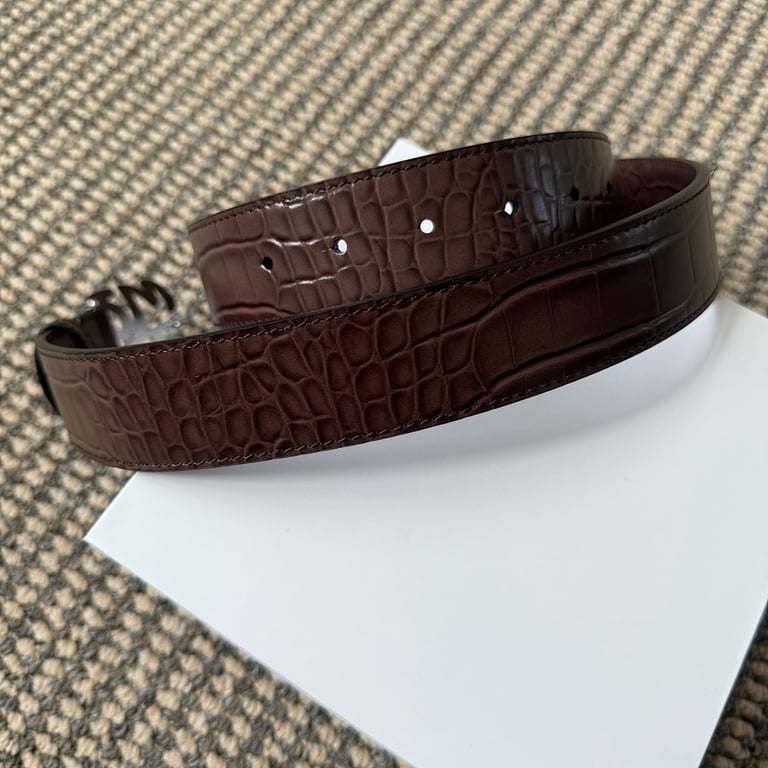 Mertra Croc-Embossed Logo Belt Brown - 12