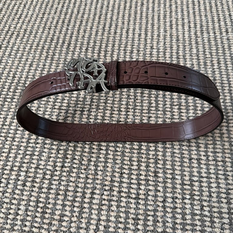 Mertra Croc-Embossed Logo Belt Brown - 13