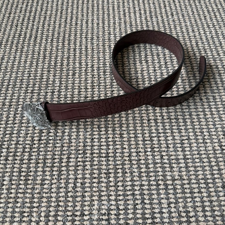 Mertra Croc-Embossed Logo Belt Brown - 6