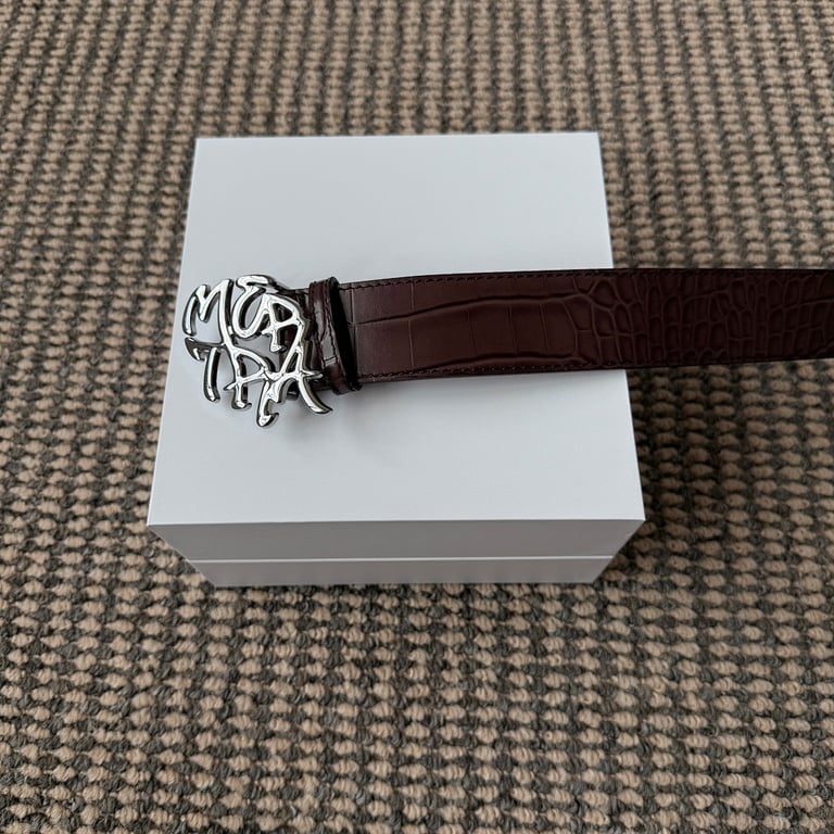Mertra Croc-Embossed Logo Belt Brown - 9