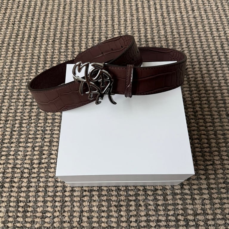 Mertra Croc-Embossed Logo Belt Brown - 10