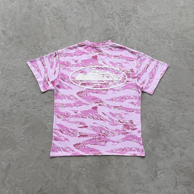 Corteiz Island Puff Print T-Shirt Pink Tiger Camo - 14