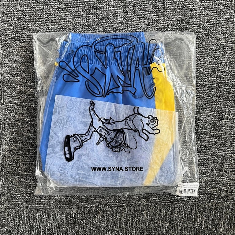 Syna World Vortex Track Shorts Blue/Yellow - 6