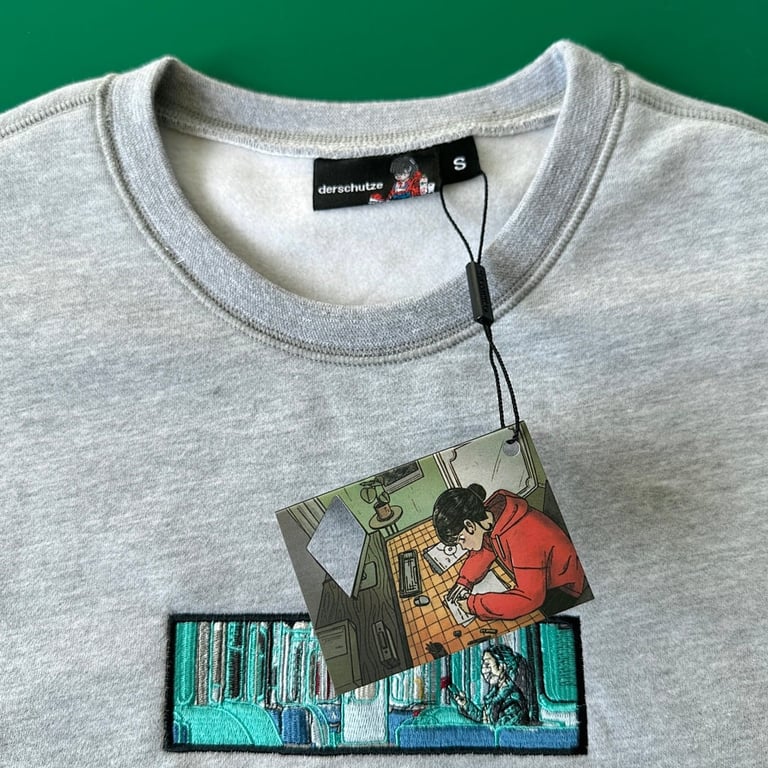 Derschutze Embroidered Graphic Crewneck Grey - 7
