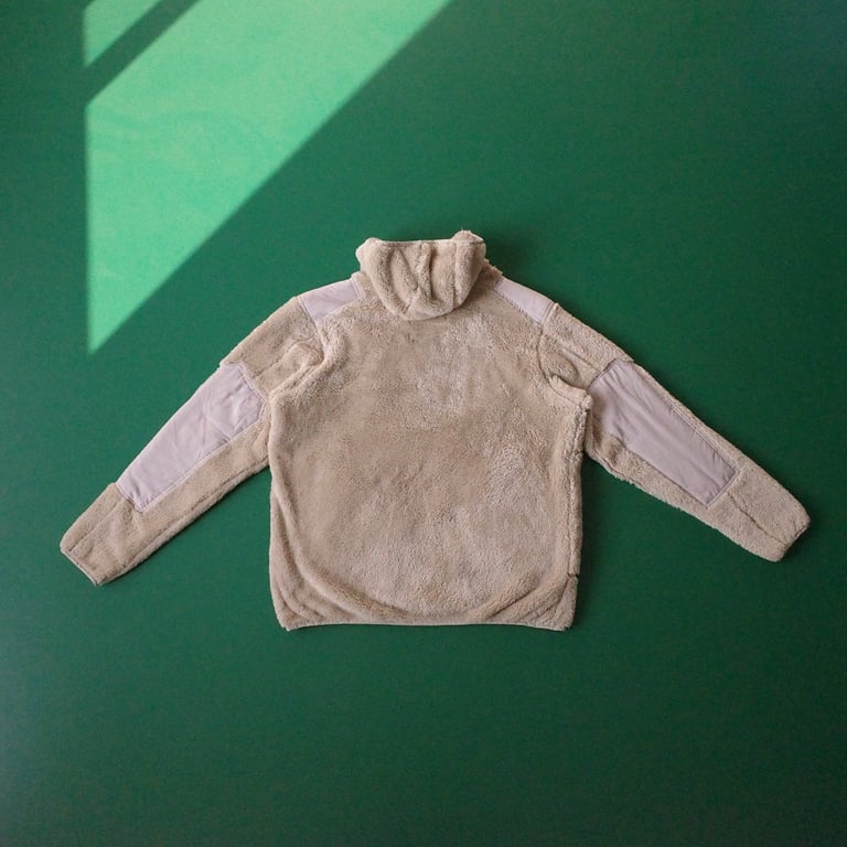Derschutze Embroidered Fleece Hoodie Beige - 14