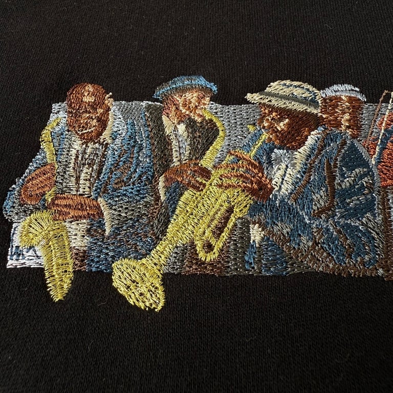 Derschutze Jazz Musicians Embroidered Hoodie Black - 8