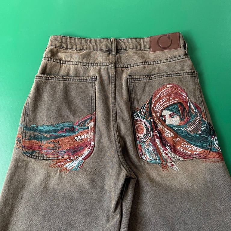 Derschutze Embroidered Jorts Light Brown - 7
