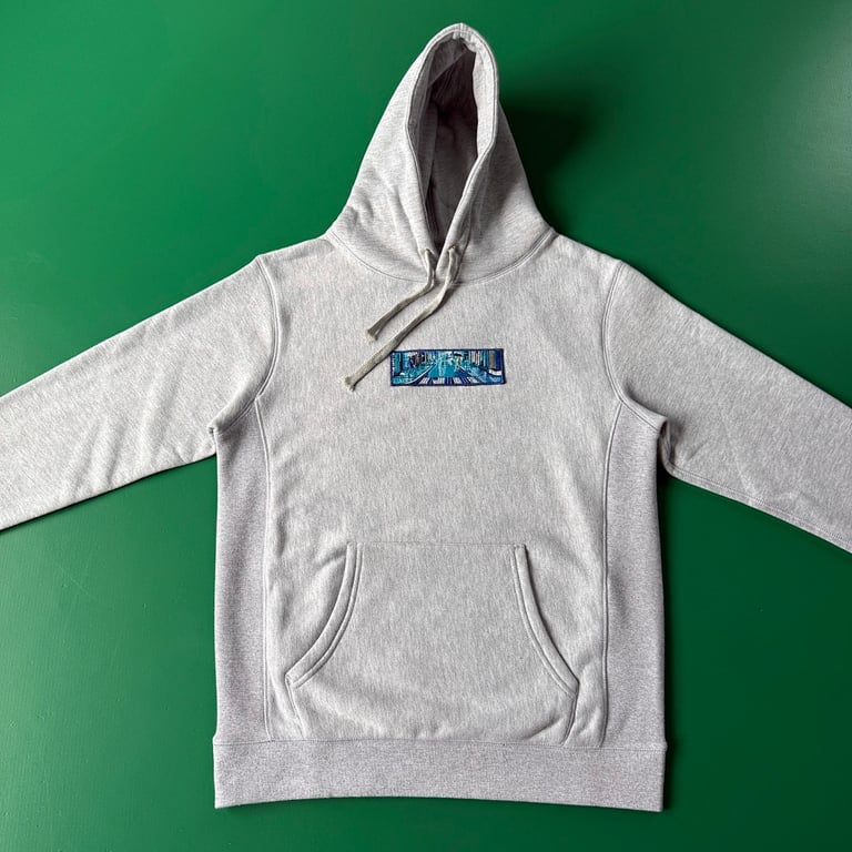 Derschutze Embroidered Cityscape Hoodie Grey - 2
