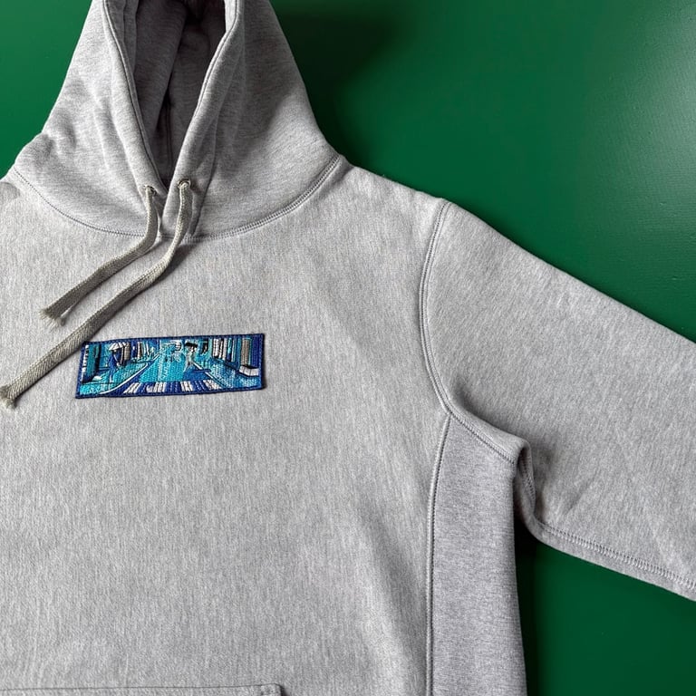 Derschutze Embroidered Cityscape Hoodie Grey - 5
