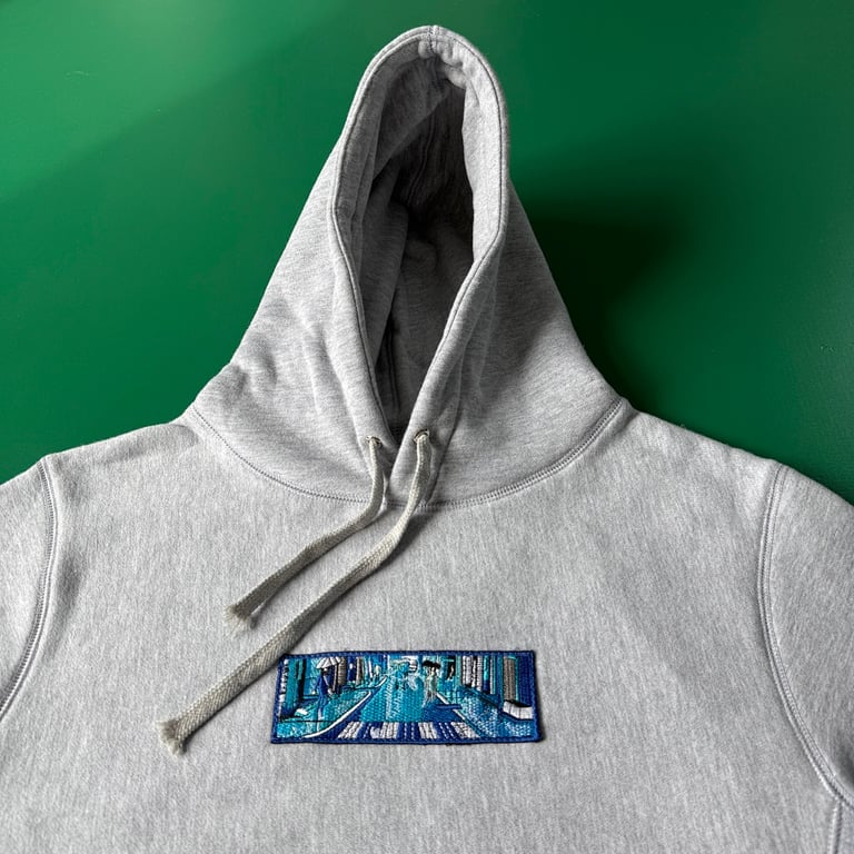 Derschutze Embroidered Cityscape Hoodie Grey - 7