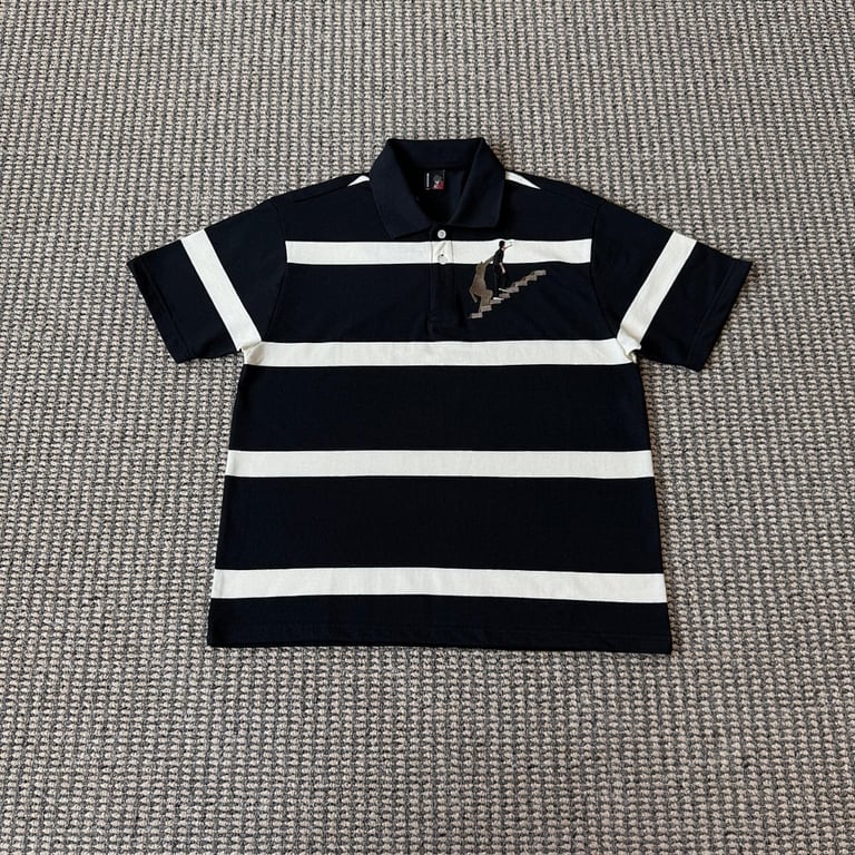 Derschutze Striped Embroidered Polo Black