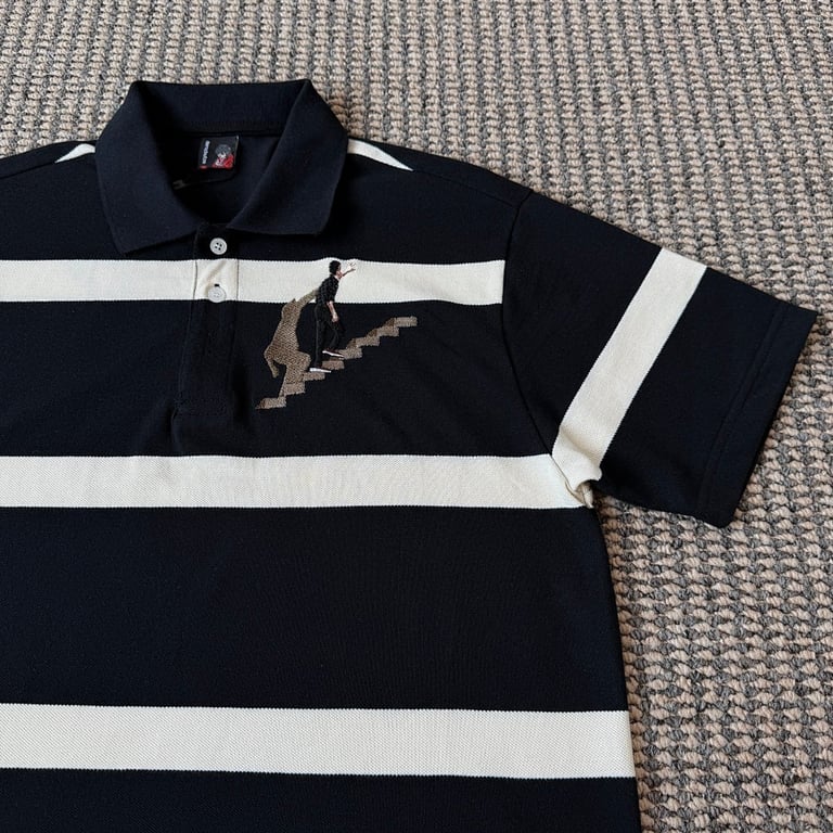 Derschutze Striped Embroidered Polo Black - 5