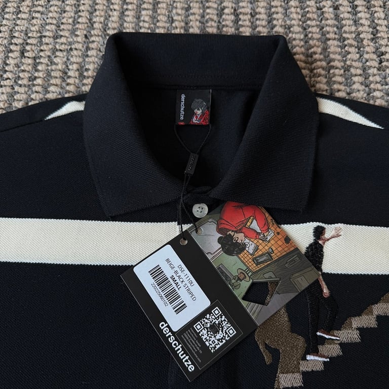 Derschutze Striped Embroidered Polo Black - 10