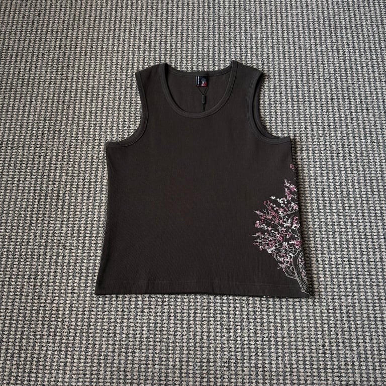 Derschutze Cherry Blossom Ribbed Tank Top - 14