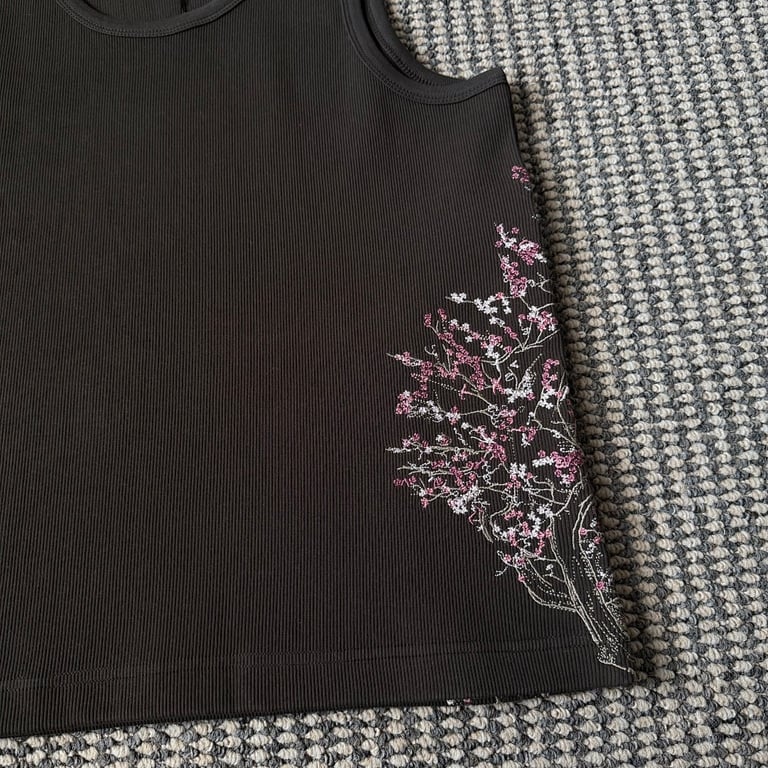 Derschutze Cherry Blossom Ribbed Tank Top - 17