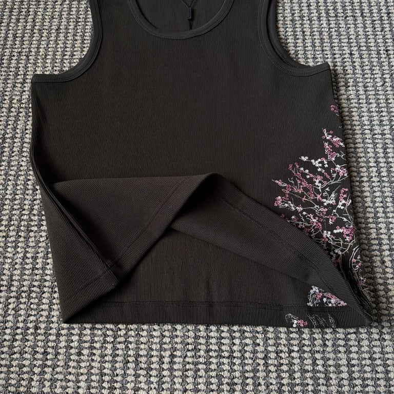 Derschutze Cherry Blossom Ribbed Tank Top - 18