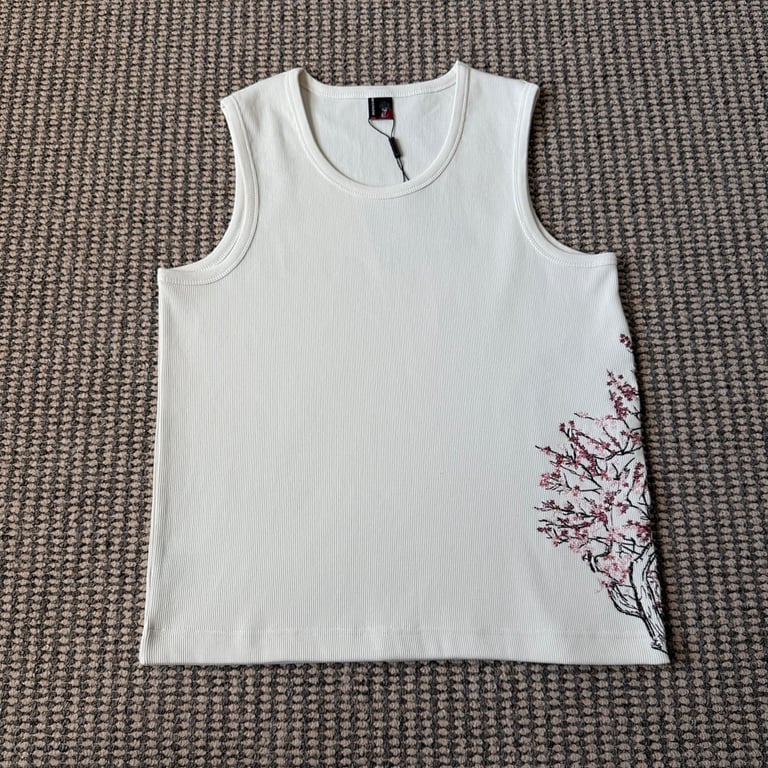 Derschutze Cherry Blossom Ribbed Tank Top - 3