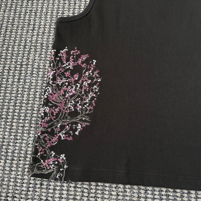 Derschutze Cherry Blossom Ribbed Tank Top - 21