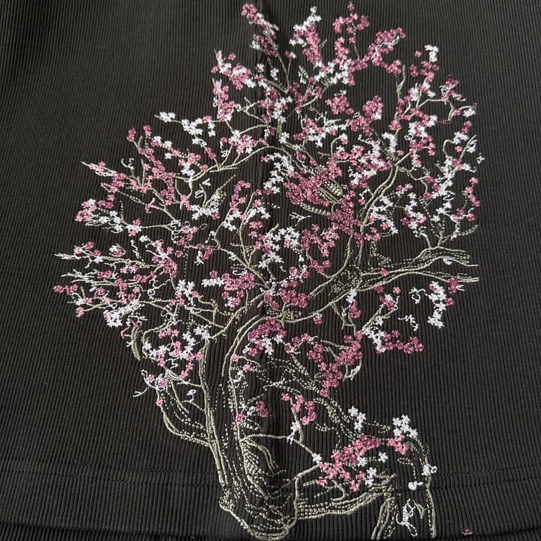 Derschutze Cherry Blossom Ribbed Tank Top - 23