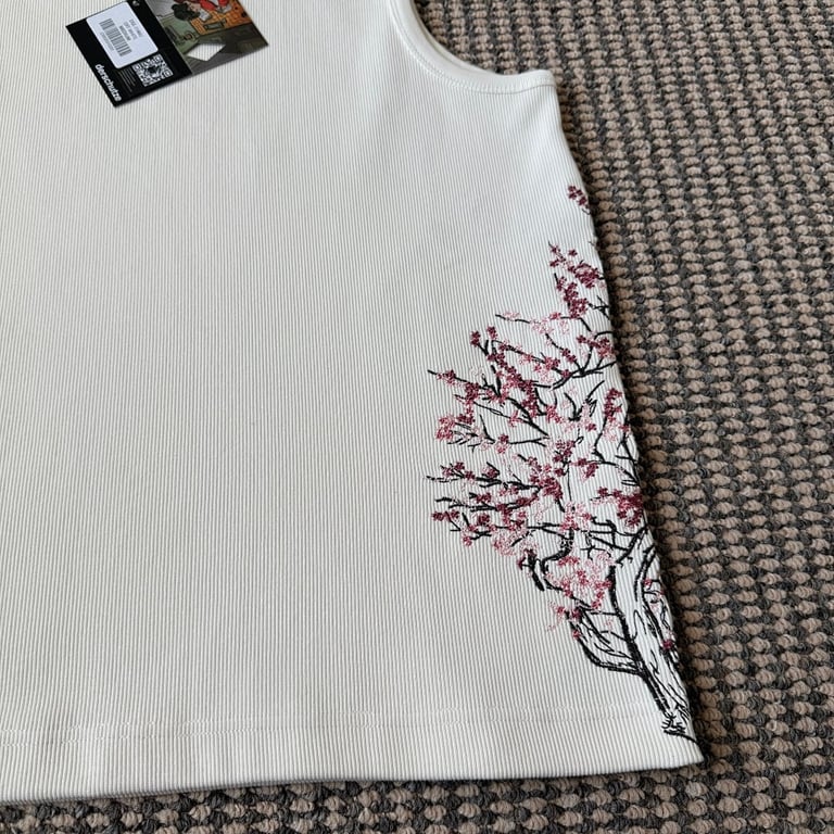Derschutze Cherry Blossom Ribbed Tank Top - 7