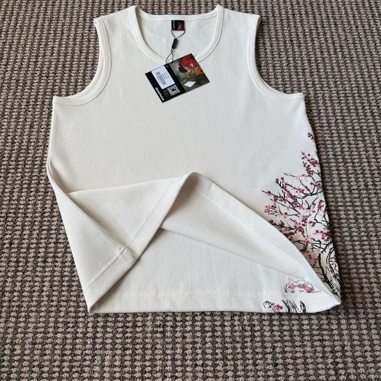 Derschutze Cherry Blossom Ribbed Tank Top - 8