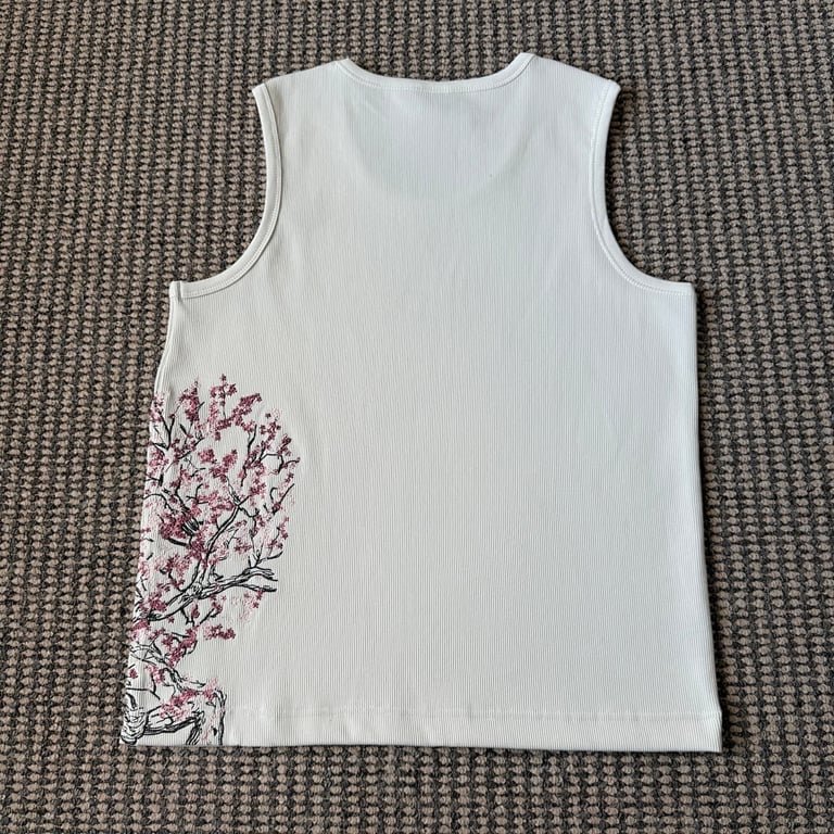 Derschutze Cherry Blossom Ribbed Tank Top - 10