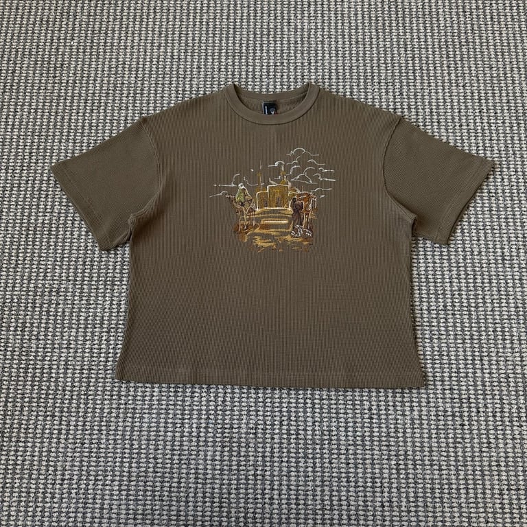 Derschutze Waffle Knit Embroidered Tee Brown