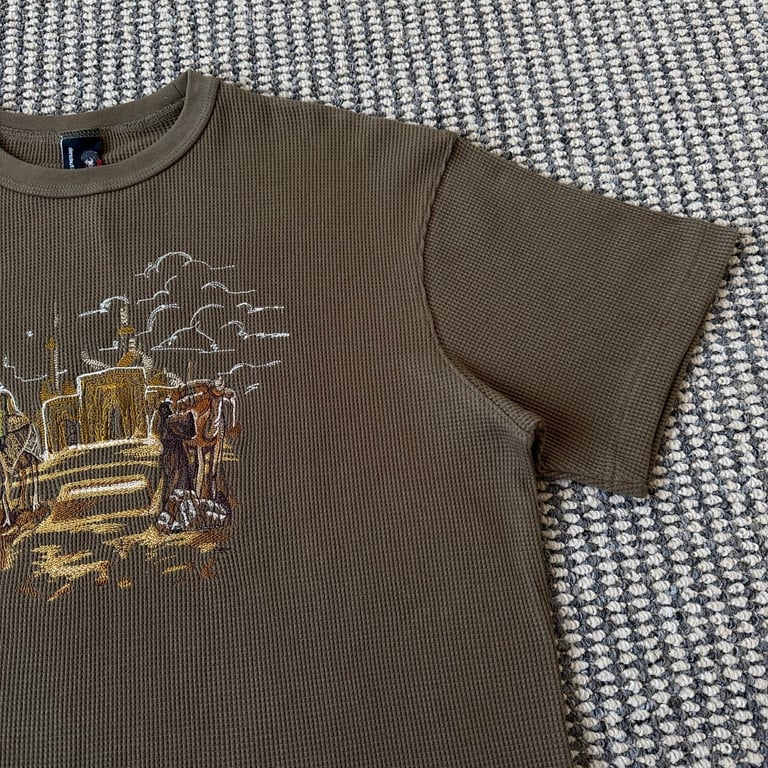 Derschutze Waffle Knit Embroidered Tee Brown - 4
