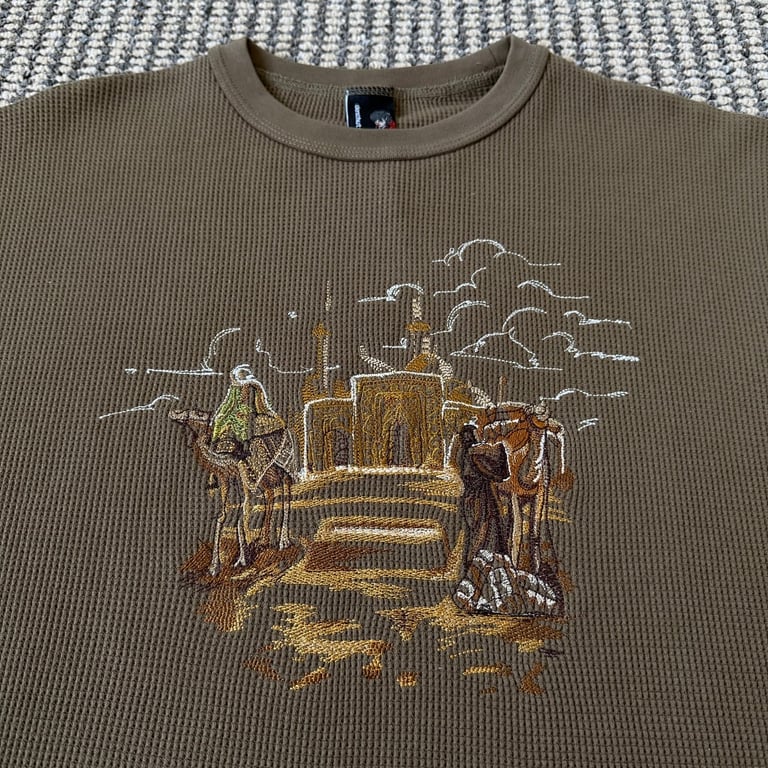 Derschutze Waffle Knit Embroidered Tee Brown - 5