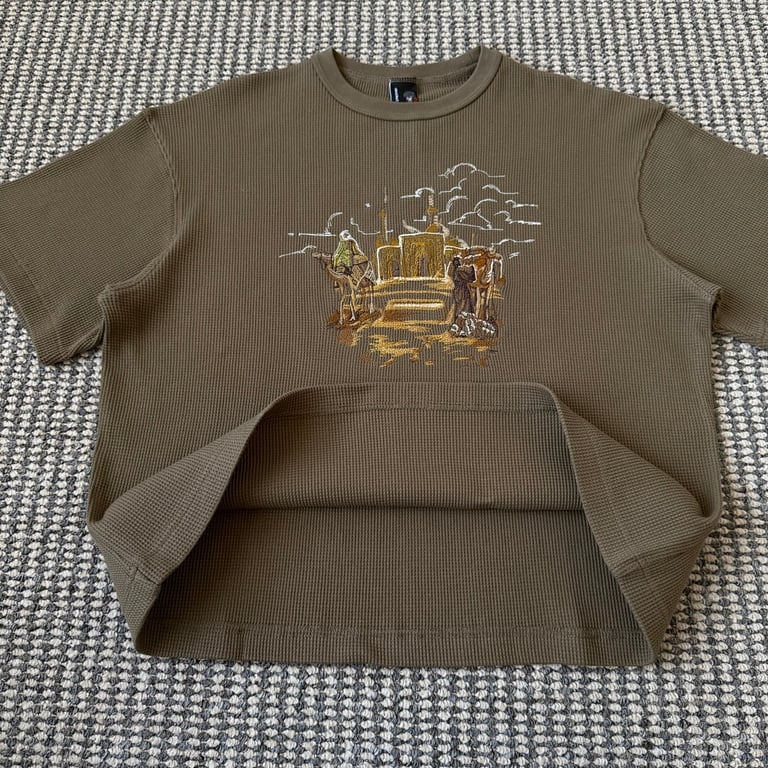 Derschutze Waffle Knit Embroidered Tee Brown - 7