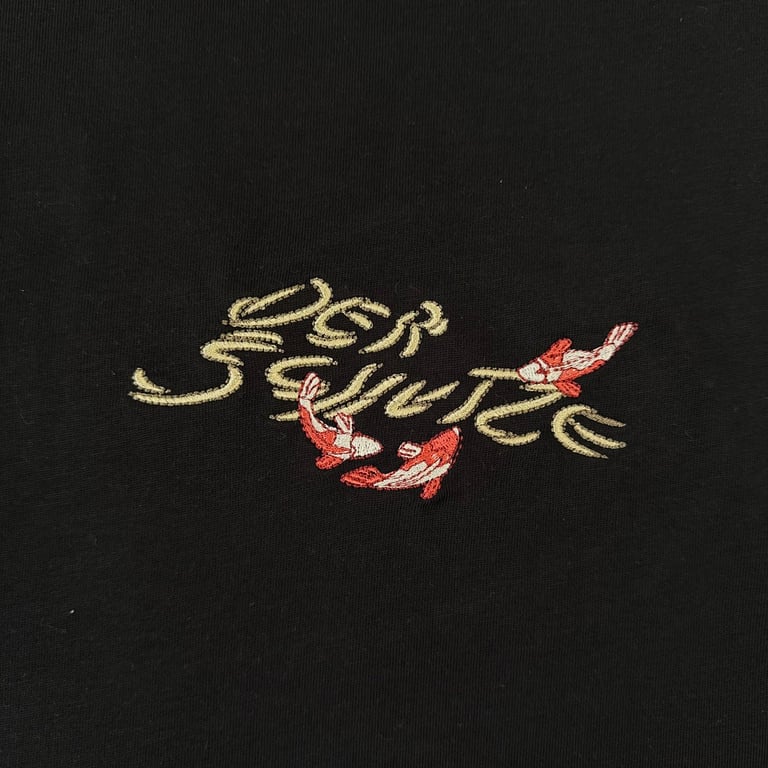 Derschutze Koi Embroidery T-Shirt Black - 5