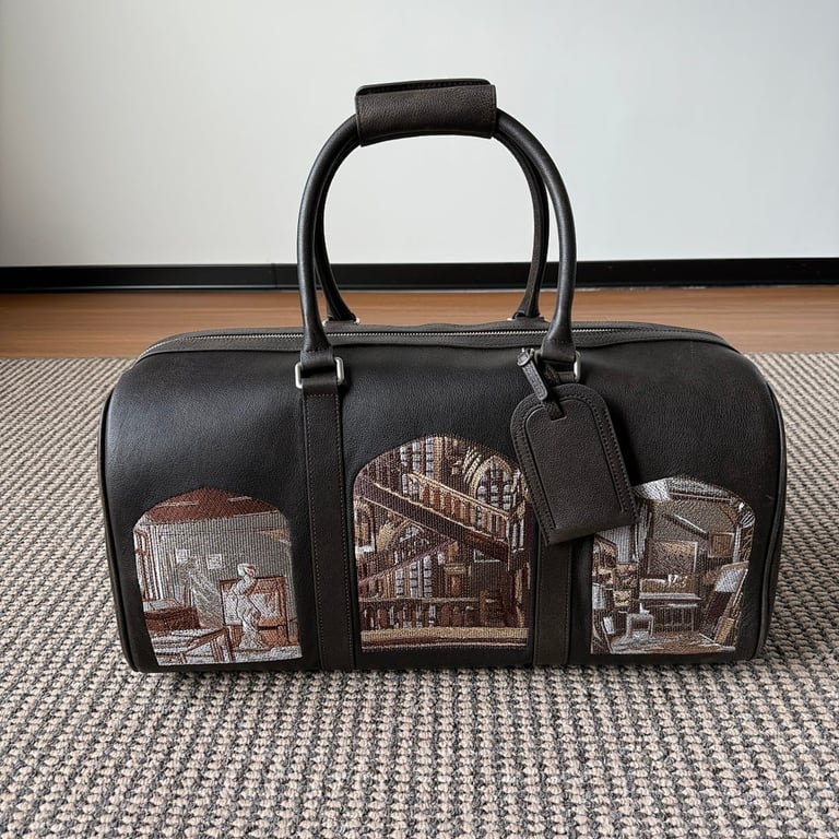Derschutze Embroidered Duffle Bag Brown