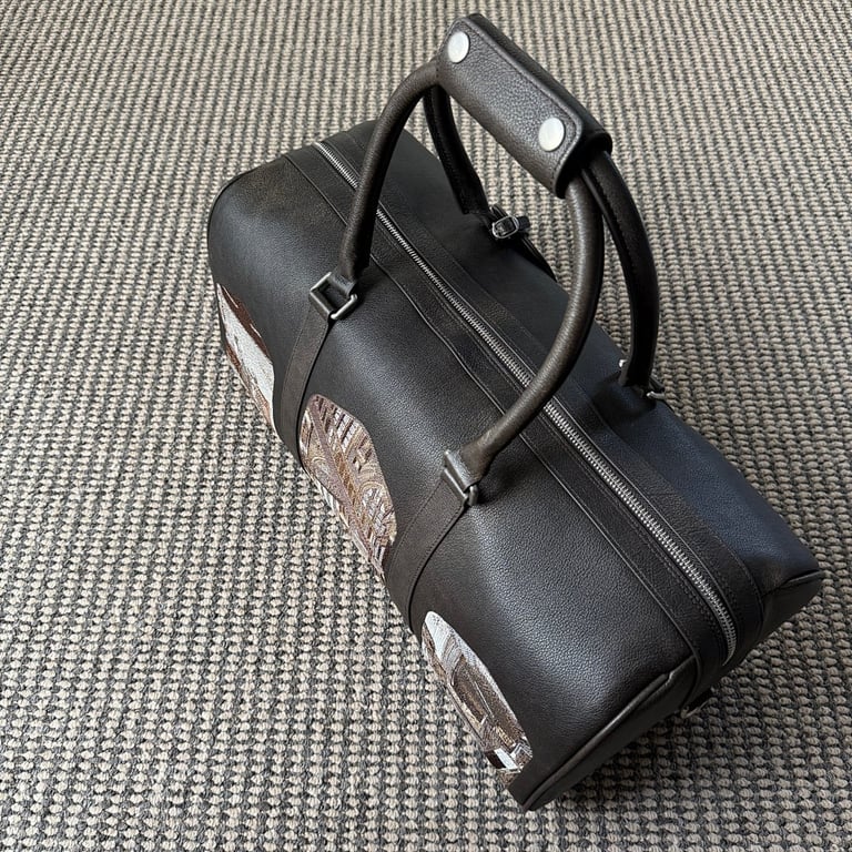 Derschutze Embroidered Duffle Bag Brown - 16