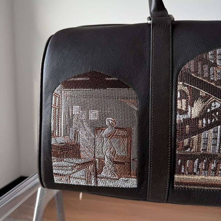 Derschutze Embroidered Duffle Bag Brown - 4