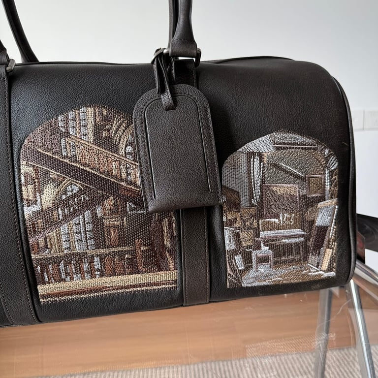 Derschutze Embroidered Duffle Bag Brown - 5
