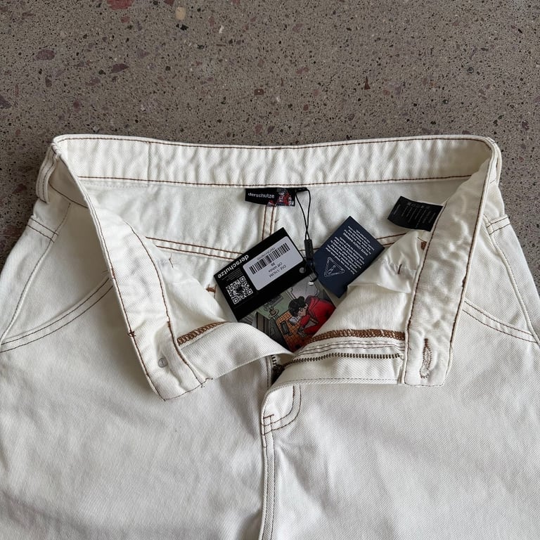 Derschutze Embroidered Denim Shorts Off White - 11