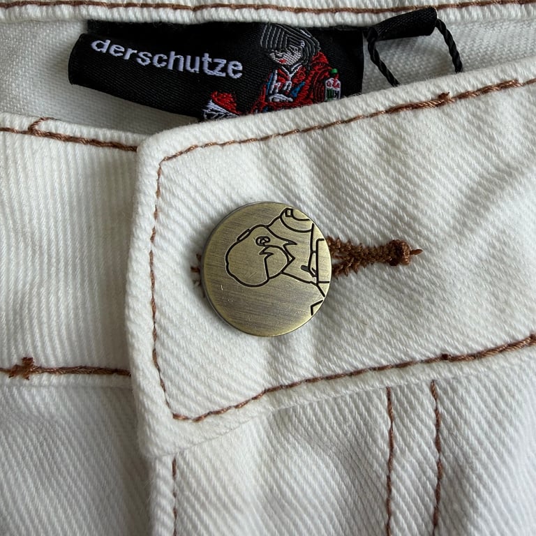 Derschutze Embroidered Denim Shorts Off White - 12