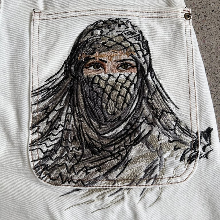 Derschutze Embroidered Denim Shorts Off White - 21