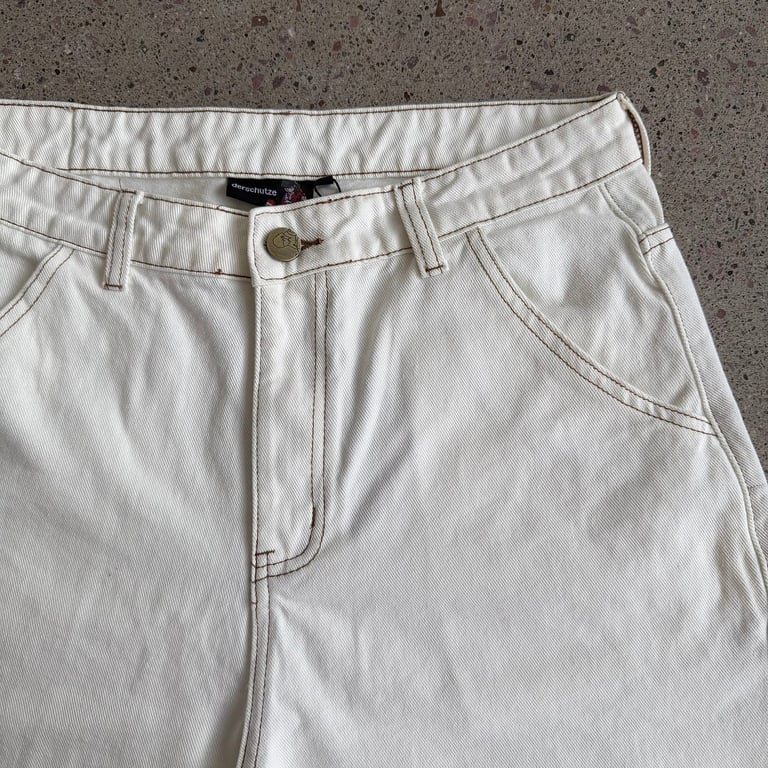 Derschutze Embroidered Denim Shorts Off White - 9